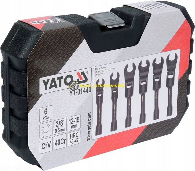 Набір ключів розрізних шарнірних 3/8", 6 пр., 12-19 мм, в кейсі Yato YT-01440 YT-01440 фото