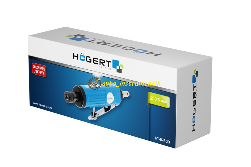 Шліфмашина пряма пневматична, цанговий затискач 6 мм H&ouml;gert HT4R650 HT4R650 фото
