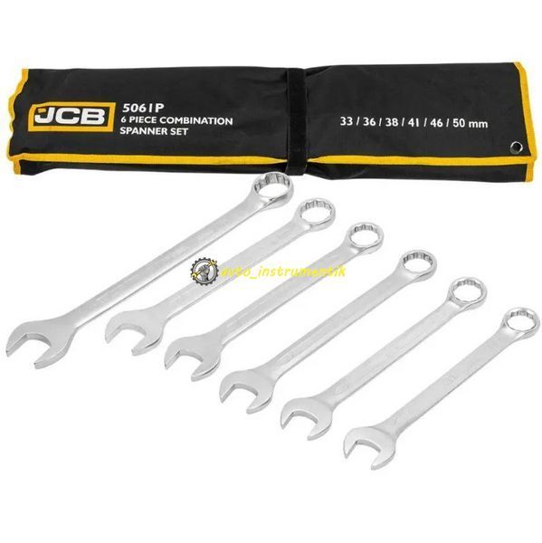 Набір ключів комбінованих, 6 пр., 33-50 мм, на полотні JCB Tools JCB-5061P JCB-5061P фото