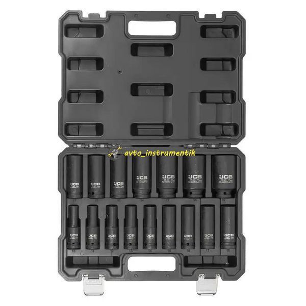 Набір головок ударних глибоких 1/2'' (6-гр.), 10-32 мм, 16 од. в кейсі JCB Tools JCB-4169-5MPB JCB-4169-5MPB фото