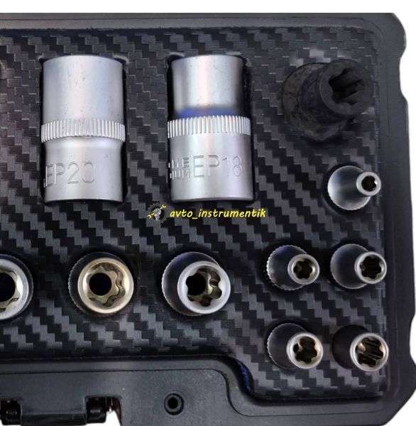 Набір головок TORX PLUS 1/4", 3/8", 1/2" EP4-EP24, 15 од., в кейсі Viktec VT17600 VT17600 фото