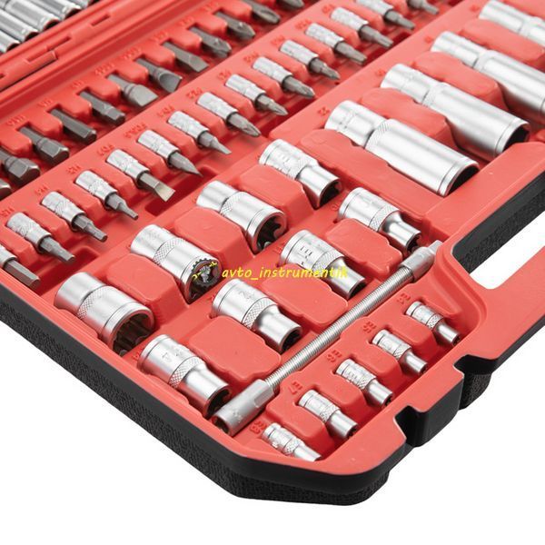 Набір інструментів 1/2" & 1/4" 111од, IMPACT Cr-V головки 15,17,19,21,22 + подовжувач 125мм INTERTOOL ET-9110 ET-9110 фото