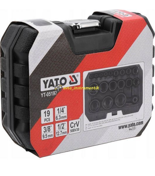 Набір головок TORX PLUS 1/4", 3/8", 1/2" EP4-EP32 , 19 од., в кейсі Yato YT-05197 YT-05197 фото