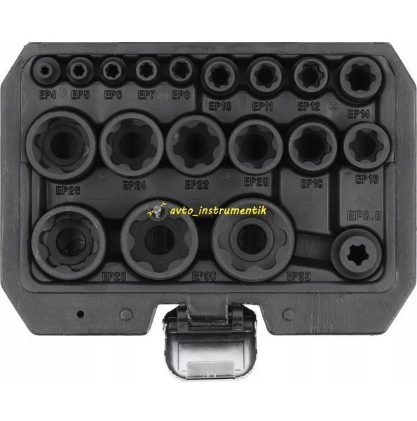Набір головок TORX PLUS 1/4", 3/8", 1/2" EP4-EP32 , 19 од., в кейсі Yato YT-05197 YT-05197 фото